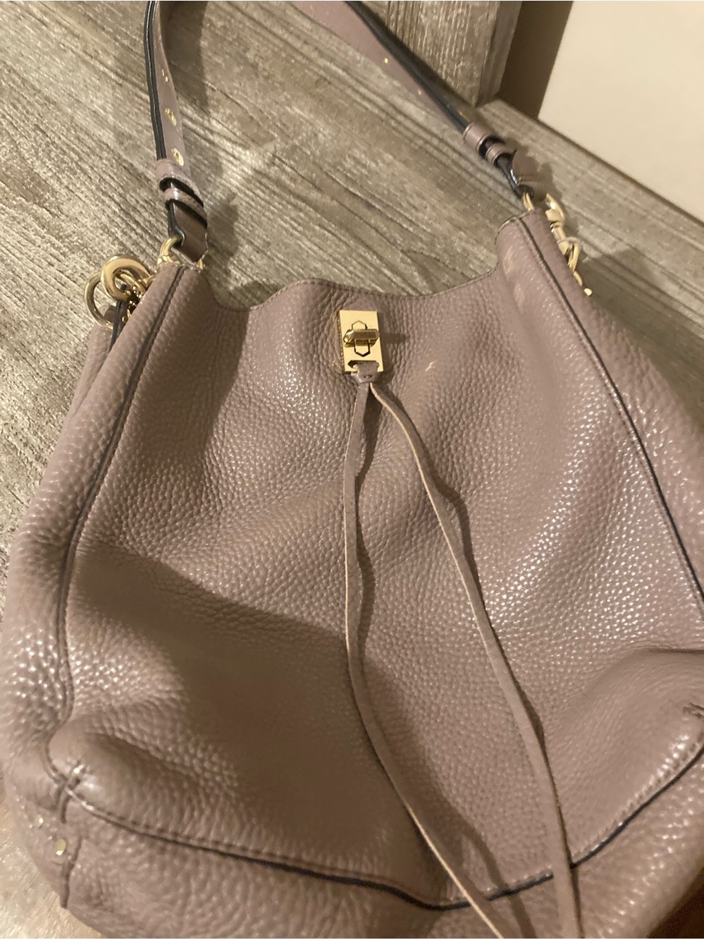 Rebecca Minkoff Pebbled Leather Shoulder Bag in Taupe